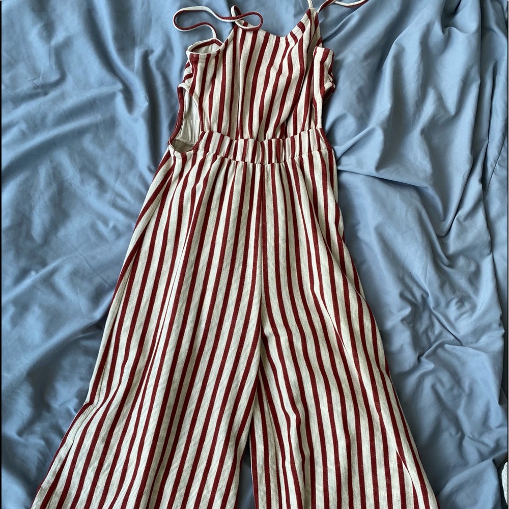 striped cropped jumpsuit